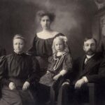 Portrait of father, mother, and adolescent children of Christiansen family 1909