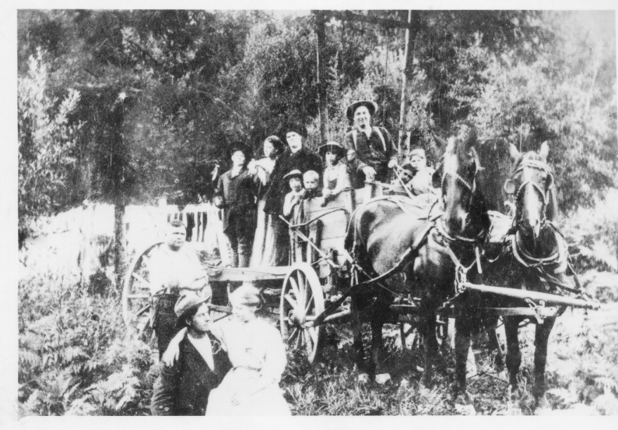 John Brennan with his wagon and horse team