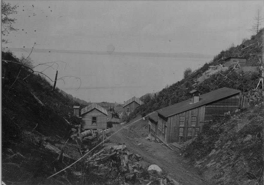Puget Sound and Alaska Powder Company buildings in Powder Mill Gulch